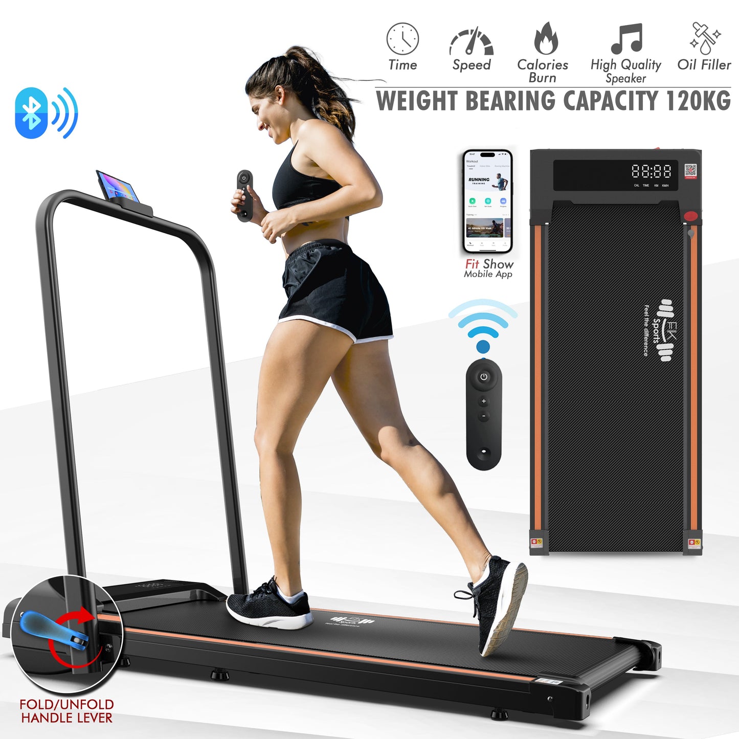 Petys Walking Pad Foldable Under-Desk Treadmill – Quiet 2.5HP Motor, Up to 6 km/h, Home & Office Use