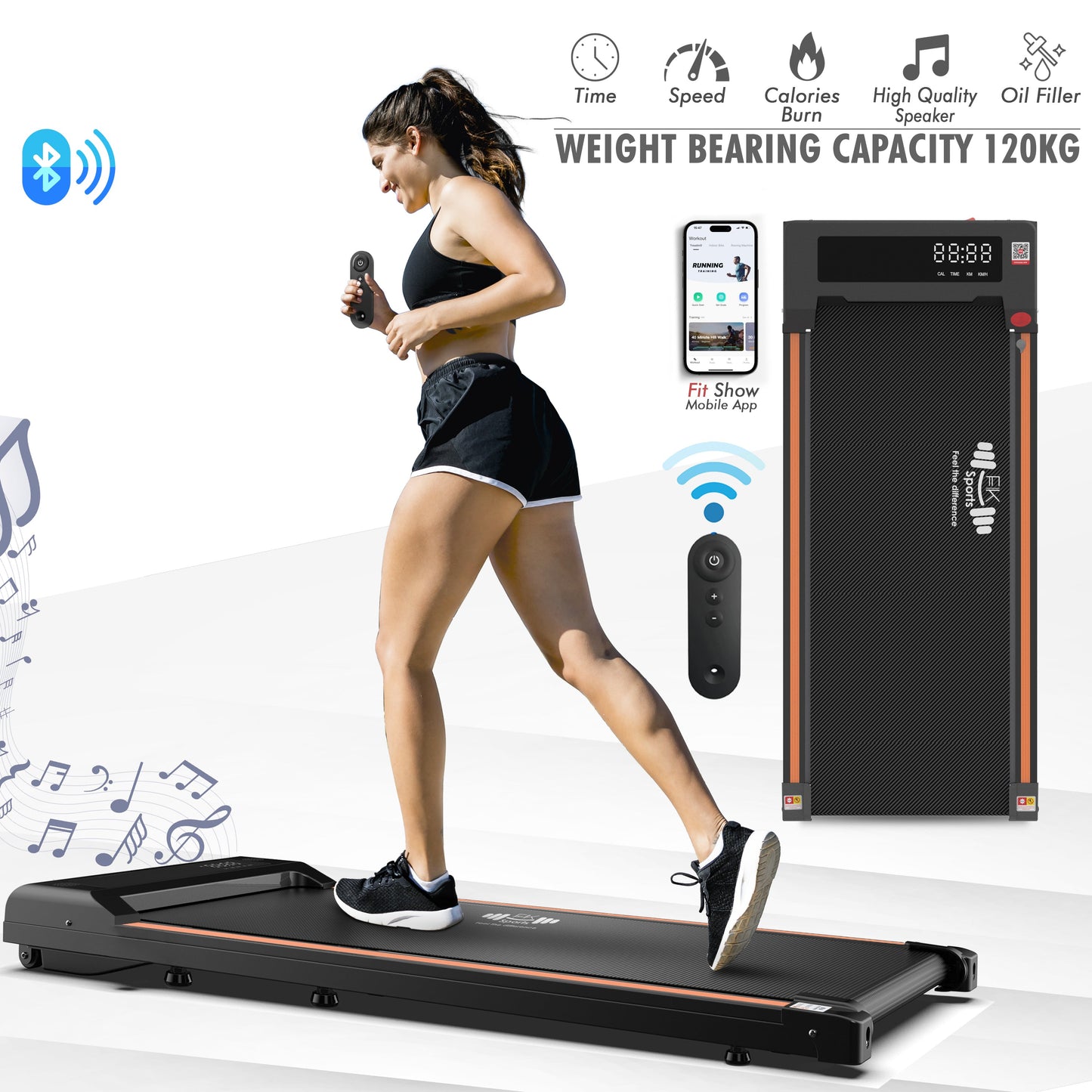 Petys Walking Pad Foldable Under-Desk Treadmill – Quiet 2.5HP Motor, Up to 6 km/h, Home & Office Use