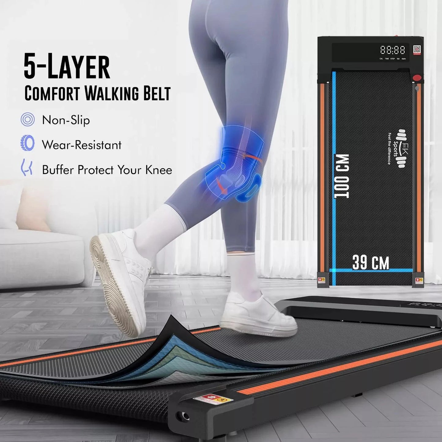 Petys Walking Pad Foldable Under-Desk Treadmill – Quiet 2.5HP Motor, Up to 6 km/h, Home & Office Use