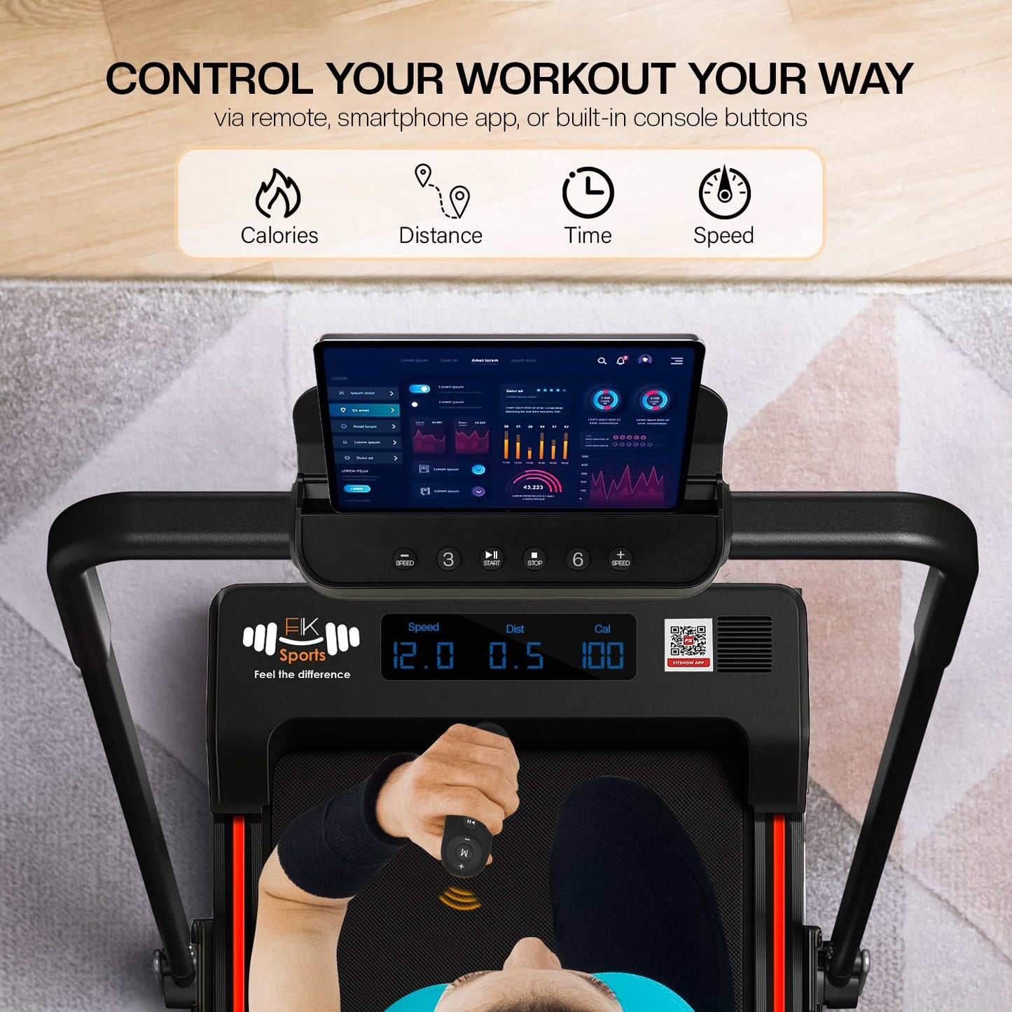 Walking Pad – Foldable Under Desk Treadmill, 12 Km/h, Home & Office Fitness