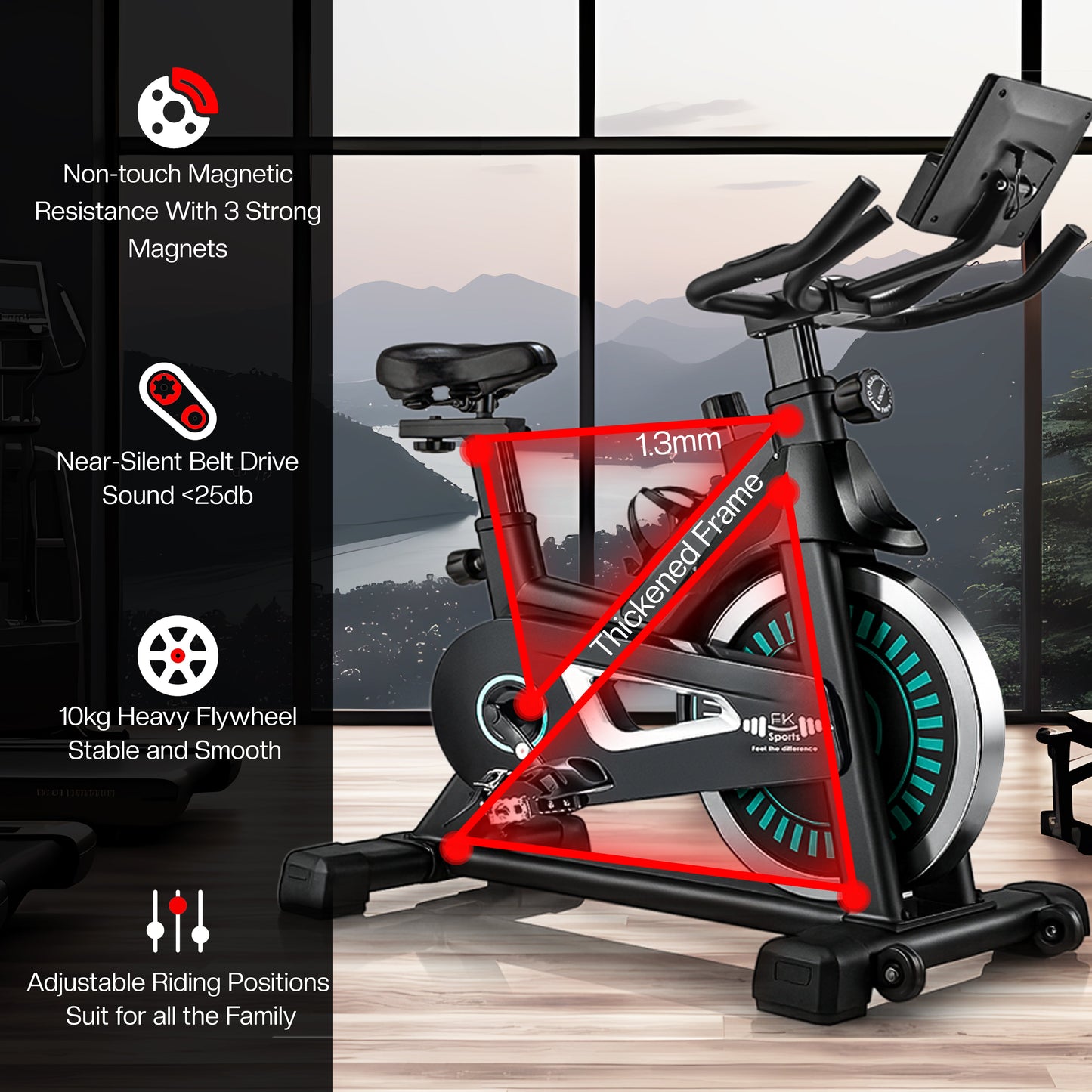 Exercise Bike Cardio Cycle Indoor Training LCD Screen 10KG Flywheel Fitness Gym