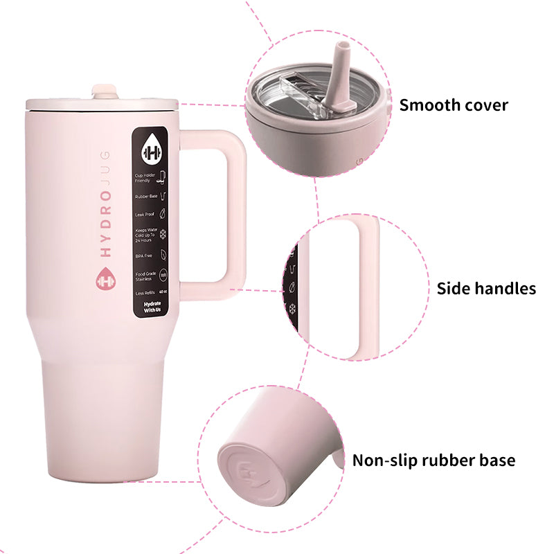 40oz & 32oz Stainless Steel Insulated Tumbler with Handle and Straw – Leakproof Travel Mug for Hot & Cold Drinks