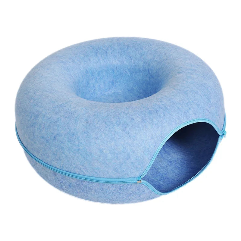 Donut Cat Bed House – Cozy Tunnel Bed for Play and Rest