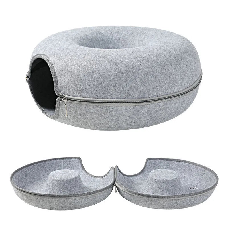 Donut Cat Bed House – Cozy Tunnel Bed for Play and Rest
