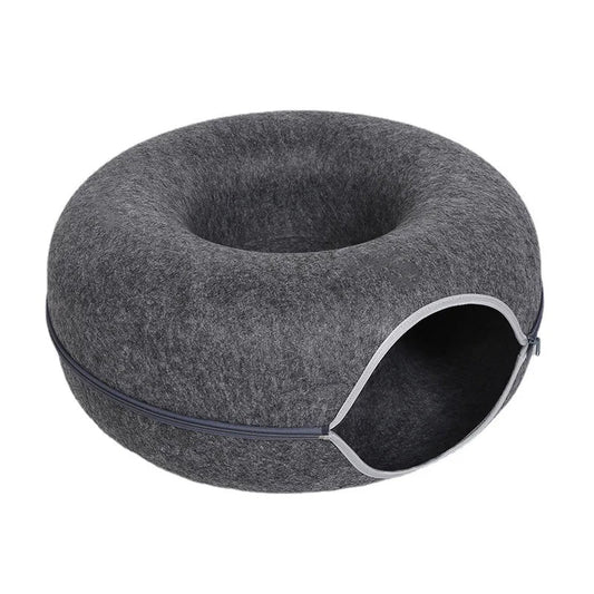 Donut Cat Bed House – Cozy Tunnel Bed for Play and Rest