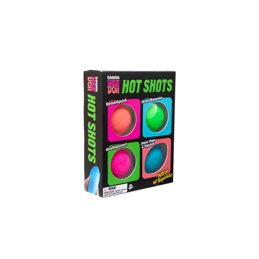 NeeDoh Hot Shots Teenie Classic Groovy Sports Ball Fidget Toy 4 Pack