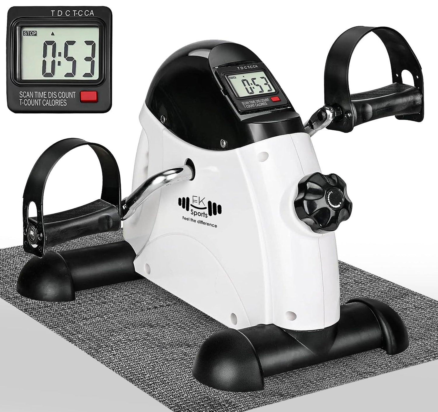 Portable Mini Exercise Bike – Under Desk Pedal Exerciser with LCD Display (White) – Compact Fitness Cycle for Home & Office